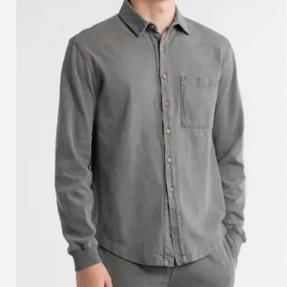 Alex Crane Caza Organic Cotton Knit Button Down Shirt Men Medium